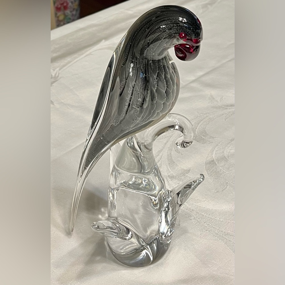 Vintage Murano Glass Macaw Parrot Bird Sculpture Figure 11” Tall